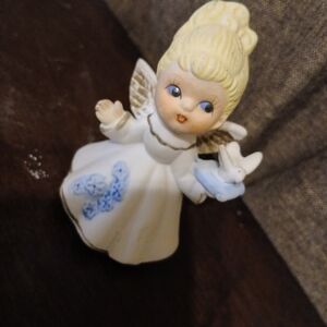 Charming Angel Figurine with Blue Accents